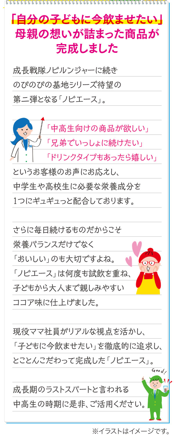 自分の子どもに今飲ませたい母親の想いが詰まった商品が完成しました　成長期のラストスパートと言われる中高生の時期に是非、ご活用ください